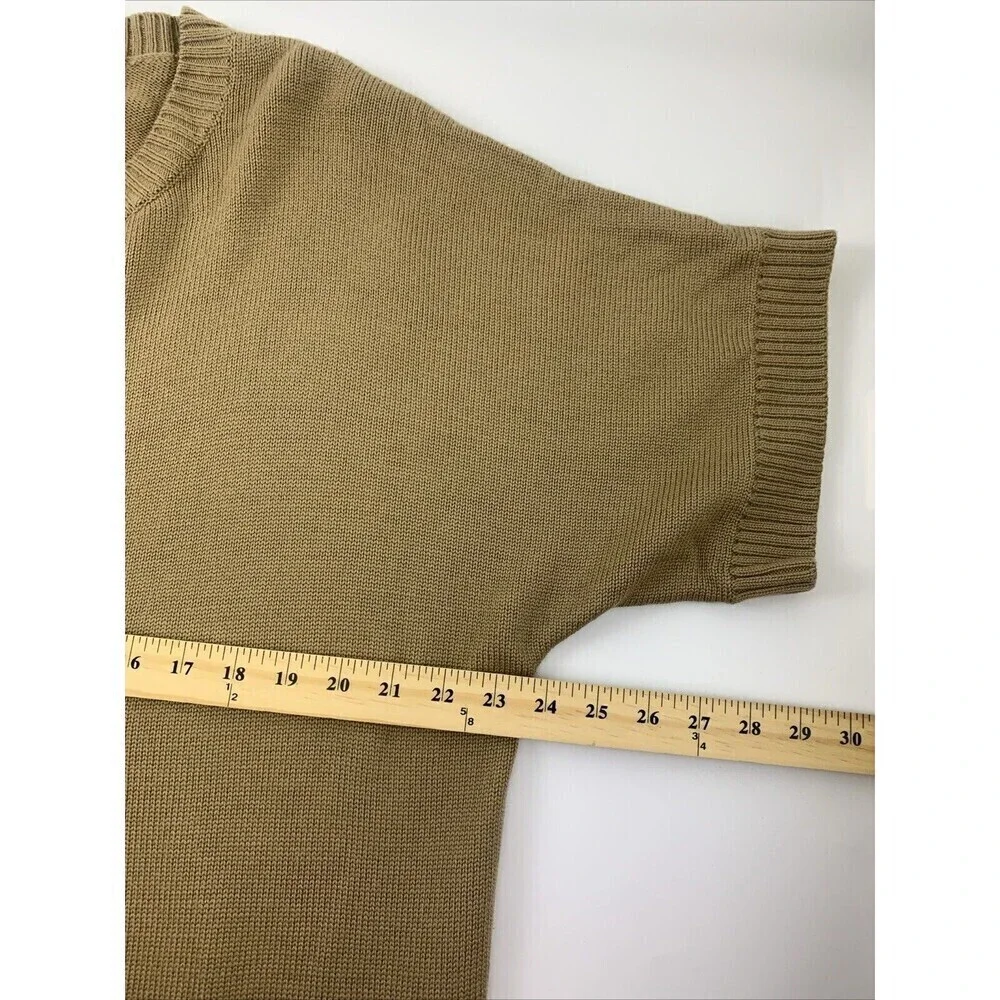BOGO Boden Tunic Cardigan Wool Sweater Short Sleeve Button Pockets Tan Womens 18